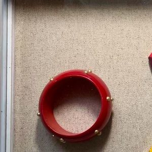 Marc Jacobs red & gold wooden bangle. Gently used